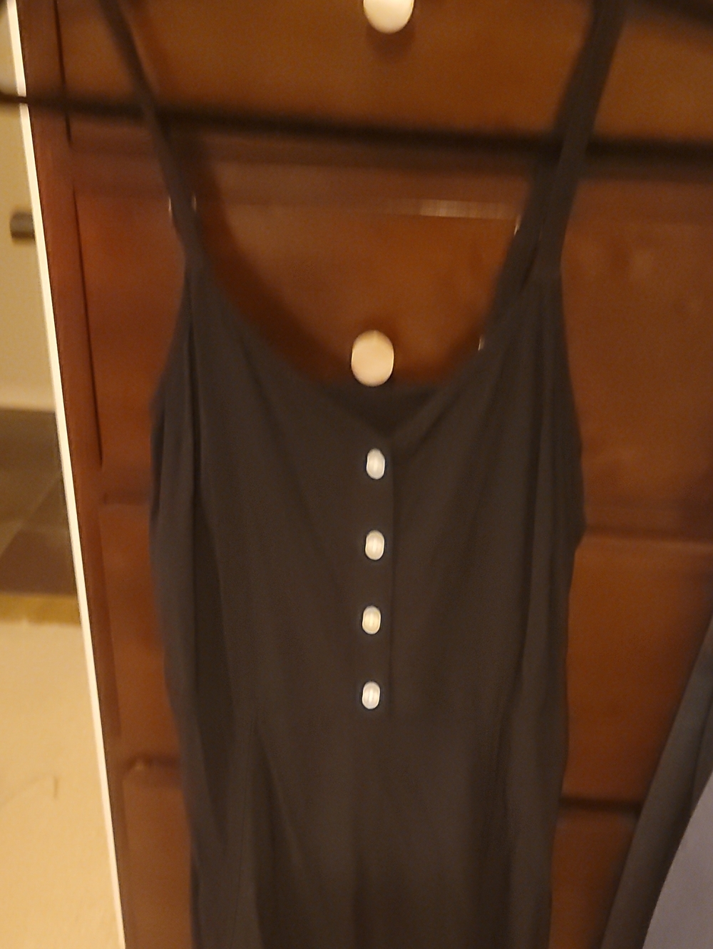 GAP Black Button-Front Slip Dress with White Buttons Rayon/viscose Size XS